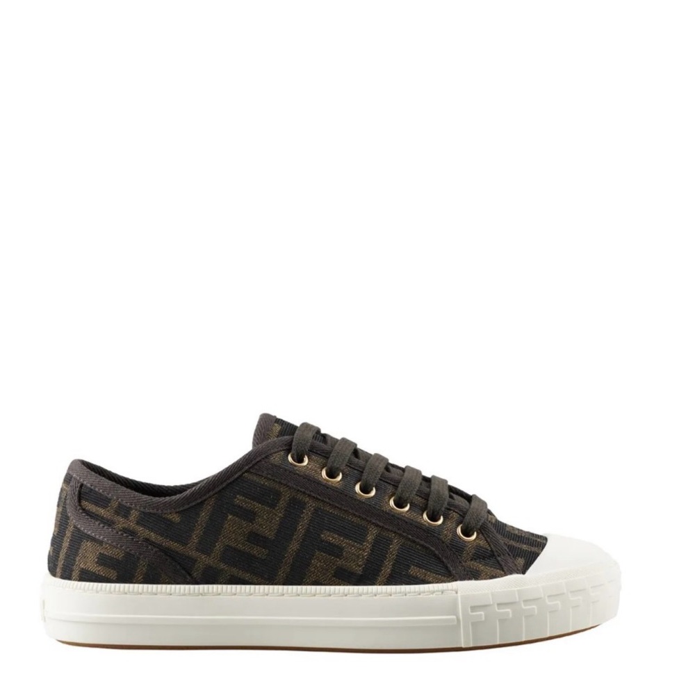 Fendi Black and Brown Logo Sneakers